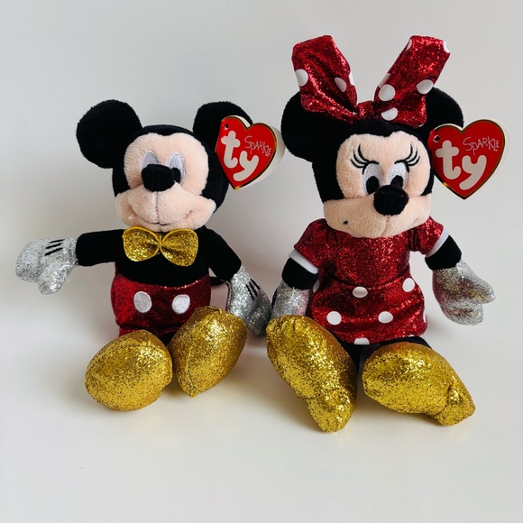 Ty Other - Ty Sparkle Disney Mickey Mouse and Minnie Mouse Beanie Babies Set NWT